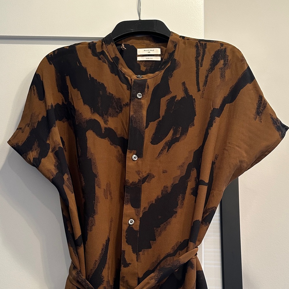 Billy Reid Brown and Black Midi Dress - Picture 3 of 4